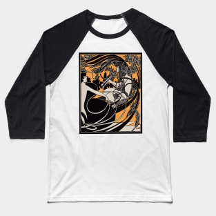 Flute Lady (black on gold) Baseball T-Shirt